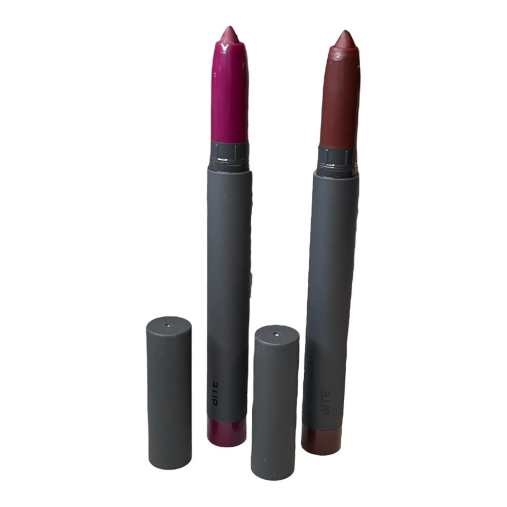 2 PACK: BITE BEAUTY Matte Creme Lip Crayons/ Licorice And Aubergine